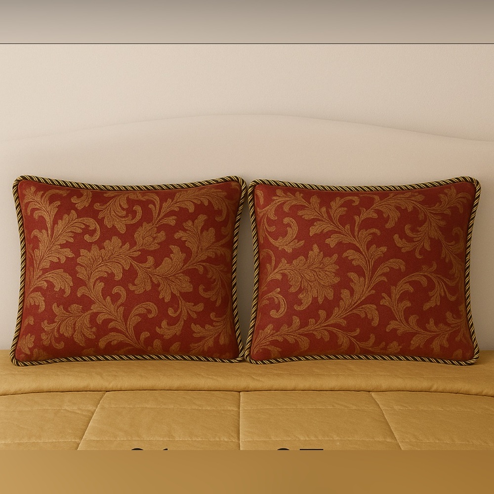 Red and Gold Floral Tapestry King Size‎ Shams